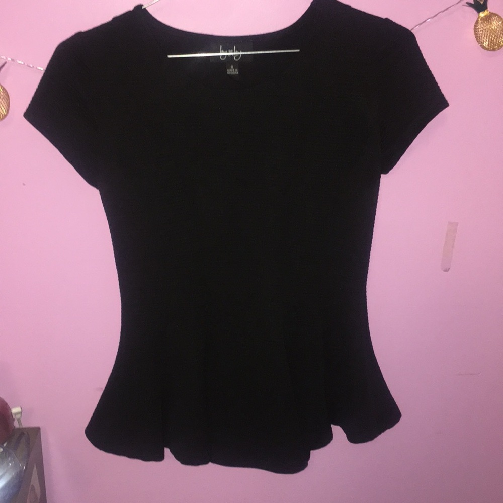 Form Fitting Flared Black Top